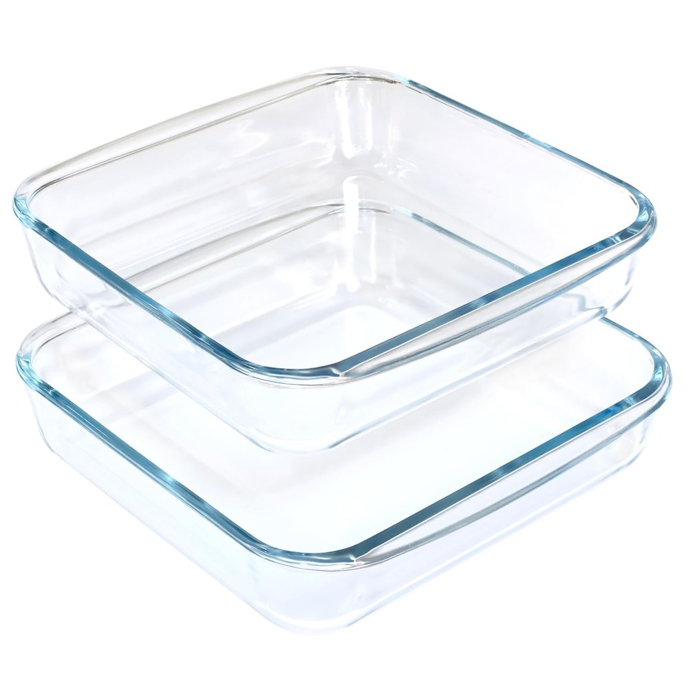 1.6-Qt Basics Square Tempered Glass Baking Dishes, Set of 2