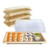 EcoQuality Small Compostable Sushi Trays with Lids - Natural Sugarcane Bagasse Take Out Sushi Container - Biodegradable, Disposable Sushi Plate with Lid, Eco Friendly, To go, Serving Tray (150) view 1