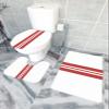 Christmas Farmhouse Bathroom Rugs Mat Sets 3 Piece, Holiday Themed Red Stripes Bathroom Decor Mat Set with Non-Slip Rug, Toilet Lid Cover and Bath Mat Accessories view 2