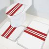 Christmas Farmhouse Bathroom Rugs Mat Sets 3 Piece, Holiday Themed Red Stripes Bathroom Decor Mat Set with Non-Slip Rug, Toilet Lid Cover and Bath Mat Accessories view 4