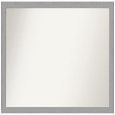 Amanti Art Silver Bathroom Mirror for Over Sink, 35x49 Custom Made Brushed Nickel Rectangle Vanity Mirror, Oversize Modern Wood Frame, Hangs Horizonally and Vertically, Wall Decor