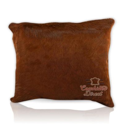Cowhides Direct Genuine Cowhide Throw Pillow (Solid Brown, 20x20) - Authentic Brazilian Cowhide Pillow Cover with Plush Inserts - Luxury Cow Fur Pillow for Home Dcor