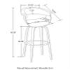 Glitzhome Bar Height Swivel Barstools Set of 4, 29.5 Seat Height Upholstered Fabric Bar Chairs with Back& Footrest, Walnut Wood Frame Bar Stools for Kitchen Pub, Home Bar,Grey view 3