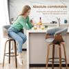 Glitzhome Bar Height Swivel Barstools Set of 4, 29.5 Seat Height Upholstered Fabric Bar Chairs with Back& Footrest, Walnut Wood Frame Bar Stools for Kitchen Pub, Home Bar,Grey view 4