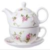 ZARUX Teapot and Cup Set Teapot and Cup Set for 1, Tea for One Teapot and Cup Set, One Cup Teapot, Bone China Tea Set, Tea Pot Gift Sets for Women-Pot 500ml,Cup 350ml (Color : B) view 1
