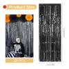 20 Pack Black Foil Curtain 3.2ft x 8.2ft Metallic Tinsel Fringe Streamer Backdrop for Birthday Party Decorations Photo Booth (Black) view 3