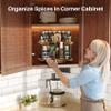 Lazy Susan Organizer Spice Rack - Spice Organization for Cabinet Height Adjustable Rotating Lazy Turntable, Pantry Kitchen Wood Revolving Seasoning Organizer (12 Inch) view 2