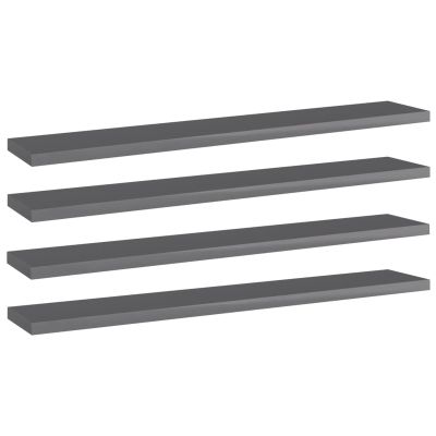 Gecheer Bookshelf Boards, High Gloss Grey Engineered Wood Replacement Panels, 15.7in x 15.7in x 0.6in, Organizer Display Planks for Bookcase, Storage Cabinet, Home Office
