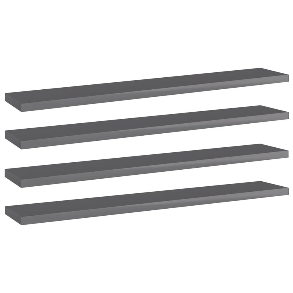 Gecheer Bookshelf Boards, High Gloss Grey Engineered Wood Replacement Panels, 15.7in x 15.7in x 0.6in, Organizer Display Planks for Bookcase, Storage Cabinet, Home Office
