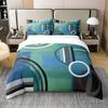 100% Cotton Geometric Comforter Cover Queen,Oil Painting Duvet Cover Watercolor Bedding,Circles Bedding Set,Blue Green Black Grey Quilt Cover,Modern Artwork Bedspread Cover with Zipper& Ties view 1