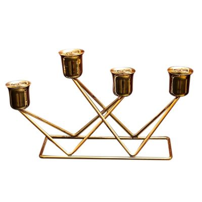 Candlestick Holders 2/3/4 Arms Candelabra Holder Gold Plated Candlestick Stand for Pillar Taper Holder Wedding Decorative Candlestick Holder (Color : Four Heads)