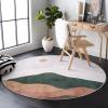 Sungea 4ft Abstract Round Rug,Soft Washable Non-Slip Sun and Mountain Circle Kids Room Rugs,Chic Faux Wool Low-Pile Circular Throw Rugs for Entryway/Bedroom/Nursery/Living Room/Bathroom(Grey) view 1