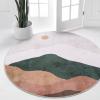 Sungea 4ft Abstract Round Rug,Soft Washable Non-Slip Sun and Mountain Circle Kids Room Rugs,Chic Faux Wool Low-Pile Circular Throw Rugs for Entryway/Bedroom/Nursery/Living Room/Bathroom(Grey) view 2
