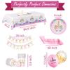Unicorn Birthday Decorations with Backdrop for Girls- Unicorn Party Supplies Serves 16 Includes Happy Birthday Banner, Unicorn Backdrop, Napkins, Plates, Cake Topper, Headband, Sash & Tablecloth view 4