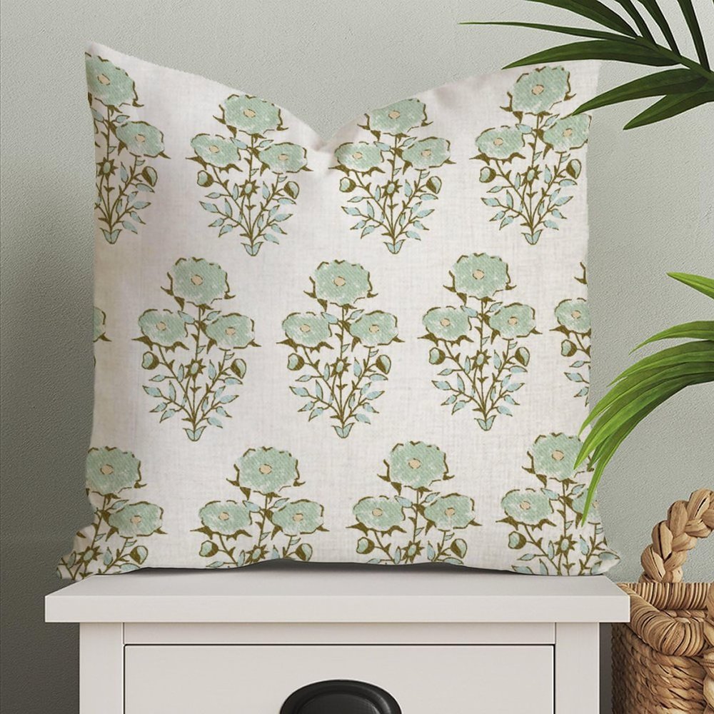 MangGou Mint Green Mughal Gardens Spring Floral Euro Sham Pillow Covers Chinoiserie Case Asian Throw Cushion Cover 20x20in Farmhouse Pillowcase Home Decor for Sofa Couch Bed Office Car (84w3rhb237vs)