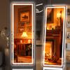 Hasipu Full Length Mirror with Lights, 58" x 18" LED Lighted Floor Standing, Full Body Dressing Hanging Mounted Mirror, Tempered Glass, Square White view 1