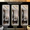 Hasipu Full Length Mirror with Lights, 58" x 18" LED Lighted Floor Standing, Full Body Dressing Hanging Mounted Mirror, Tempered Glass, Square White view 3