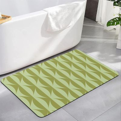 Abstract Geometric Bath Mat Rug Quick Dry Absorbent Rubber Backed Bathroom Mat Green Minimalist Bathroom Rugs Fit Under Door-Bath Mats Shower Rug for Bathroom Floor Mat in Front of Sink 24"x 36"
