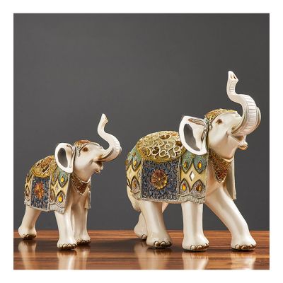 AOPPLSOT Elephant Sculpture Decorative Elephant Figurine Statue Decoration Living Room Office Bookcase Bedroom Resin Decor for Mom,Set l+m