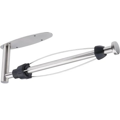 Gewtur Single Hand Operable Paper Towel Holder Under Cabinet with Damping Effect, Self Adhesive Paper Towel Roll Holder Wall Mounted for Kitchen Bathroom, SUS304 Stainless Steel Brushed Nickel