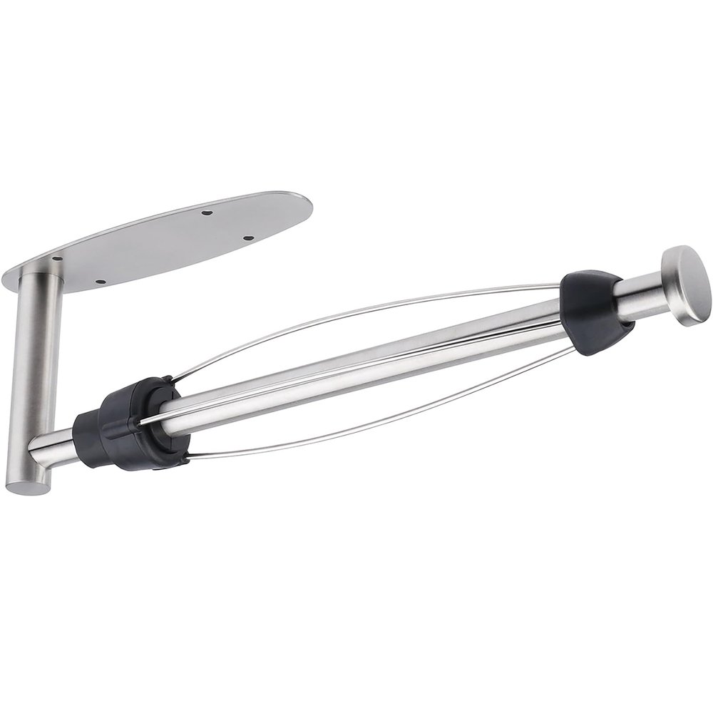 Gewtur Single Hand Operable Paper Towel Holder Under Cabinet with Damping Effect, Self Adhesive Paper Towel Roll Holder Wall Mounted for Kitchen Bathroom, SUS304 Stainless Steel Brushed Nickel