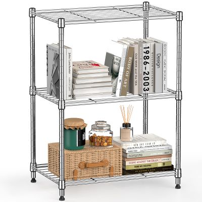 M MZG 450 lbs Wire Storage Shelving 3-Tier Utility Shelving Unit Steel Organizer Wire Rack for Home,Kitchen,Office,Chrome(11.8" D x 17.7" W x 26.4" H)