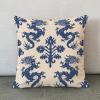 MangGou Regalia Loong Chinoiserie Pillow Case Blue Navy and Beige Euro Sham Pillow Cover Asian Animal Print Cushion Cover 26x26in Accent Pillowcase Rustic Home Decor for Sofa Living Room Bedroom view 2