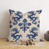 MangGou Regalia Loong Chinoiserie Pillow Case Blue Navy and Beige Euro Sham Pillow Cover Asian Animal Print Cushion Cover 26x26in Accent Pillowcase Rustic Home Decor for Sofa Living Room Bedroom view 4