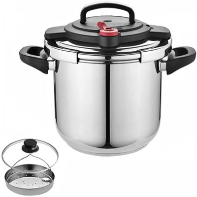 Household High Pressure Cooking Pot304 Stainless Steel Explosion-Proof High Pressure Cooker Suitable for Induction Cooker GasSilver-4L