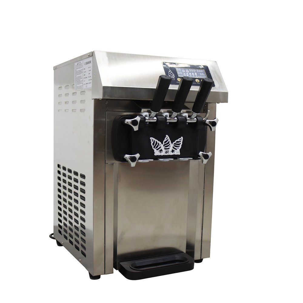 INTSUPERMAI Soft Ice Cream Mahcine 3 Flavors Commercial Soft Ice Cream Maker Stainless Steel Soft Serve Ice Cream Machine Fruit Dessert Yogurt Ice Cream Maker 110V
