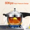 Explosion-Proof Pressure Cooker Pot,Large Capacity Stainless Steel Commercial High Pressure Cooking for Home Gas Induction Purpose Use,Silver-3L view 2