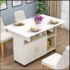 Modern Folding Dining Table, Drop Leaf Dining Table, Extendable Dining Table with Drawer & Storage Shelves, Rolling Space Saving Dining Table By 6 Wheels, in 3 Forms, Space Saving ( Color : White-righ view 1