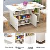 Modern Folding Dining Table, Drop Leaf Dining Table, Extendable Dining Table with Drawer & Storage Shelves, Rolling Space Saving Dining Table By 6 Wheels, in 3 Forms, Space Saving ( Color : White-righ view 4