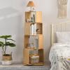 4-Tier Modern Rotating Bamboo Bookcase, DIY Free-Standing Bookshelf Large Capacity Creative Open Book Cabinet, 2 in 1 Nightstand Storage Organizer Lattice Shelf for Home, Office, Living Room, 4-Cube view 1