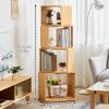 4-Tier Modern Rotating Bamboo Bookcase, DIY Free-Standing Bookshelf Large Capacity Creative Open Book Cabinet, 2 in 1 Nightstand Storage Organizer Lattice Shelf for Home, Office, Living Room, 4-Cube view 2