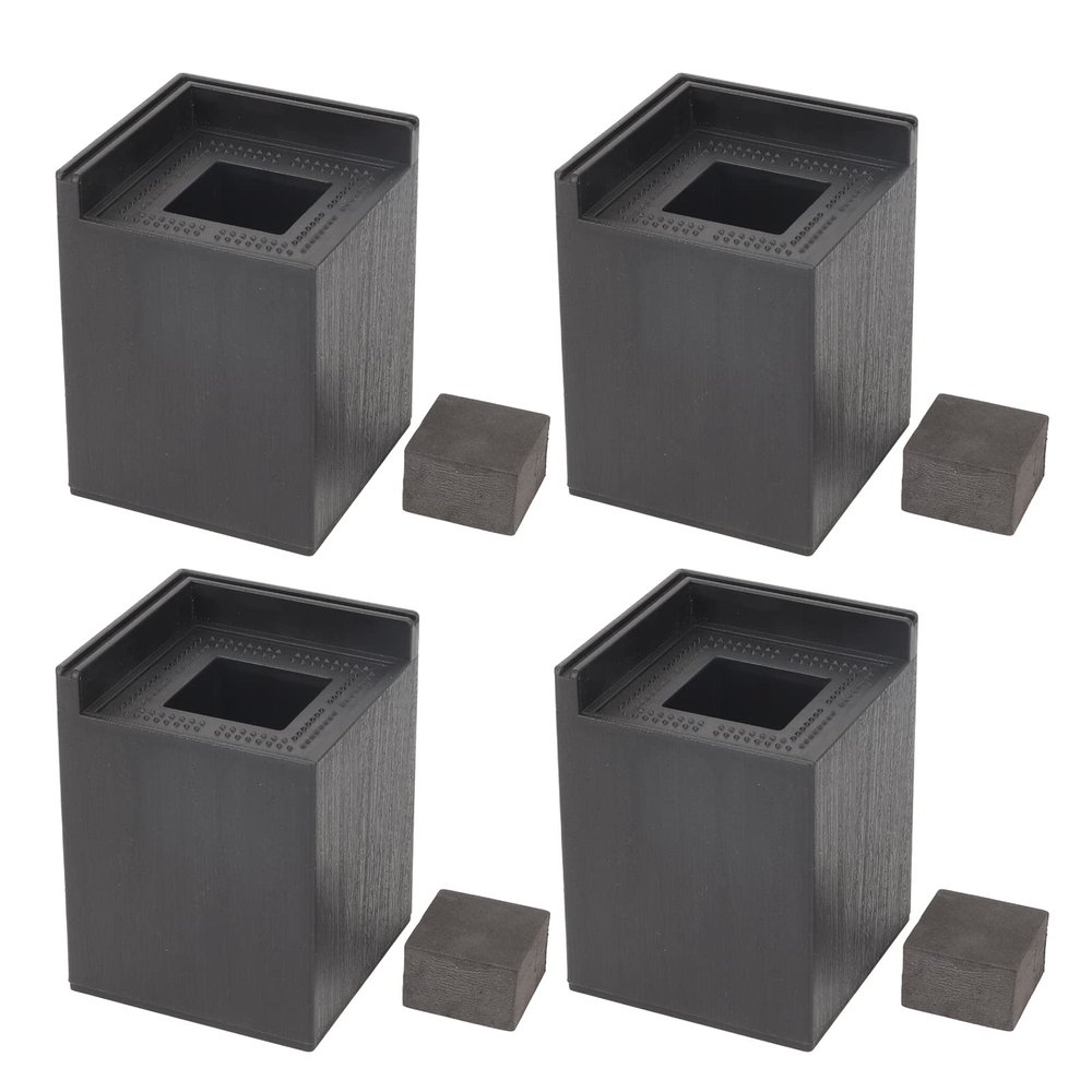 QANYEGN 4PCS straight Bed Risers, 4in Black Furniture Frame Lift, Bed Elevators, Ideal for Enhance Stability and Height of Sofas