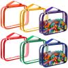Sanwuta 6 Packs Toy Storage Bags, PVC Organizing Case Bags with Zipper, Waterproof Toy Container for Board Games, Building Blocks, Puzzles, Small Toys and Kids Books(Large,Bright Color) view 1