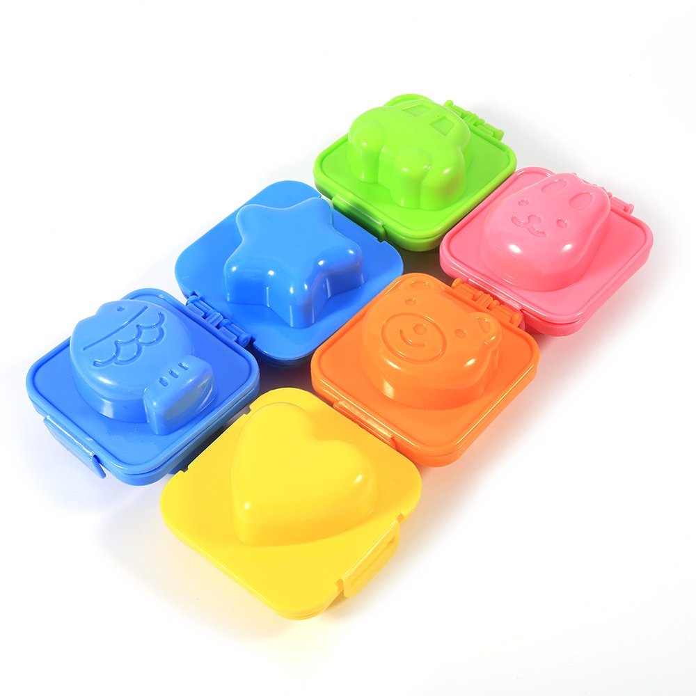 Cute Boil Egg Mold for Kids, 6 PCS/Set Cartoon Rabbit Bear Fish Car Star Love Heart Shape Boiled Eggs Sushi Rice Mold DIY Breakfast Making Mould