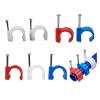 CLENEA 48pcs PVC Pipe Clamp 16/20MM Circle Electrician Tube Support Hook Nylon Steel Nails Line Cable Clips Wire Wall Fixed Holder (Color : 20mm Blue) view 2