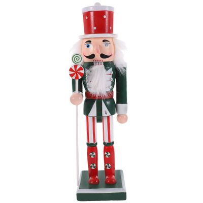 VOSAREA Christmas Nutcracker Figure Wooden Nutcracker Figurine Xmas Solider Statue Desktop Ornament for Table Shelves Fireplace Mantel Bookcase (25CM)
