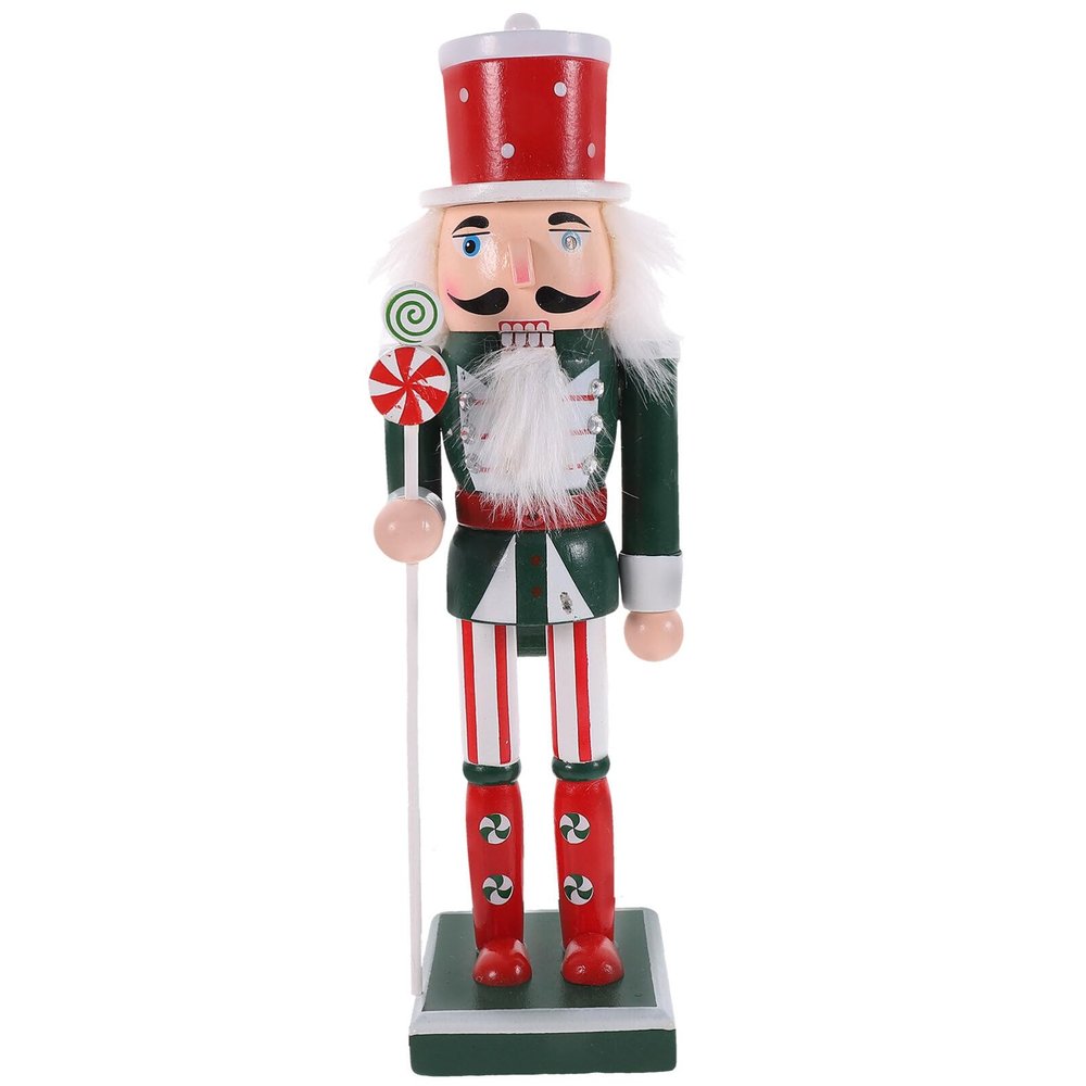 VOSAREA Christmas Nutcracker Figure Wooden Nutcracker Figurine Xmas Solider Statue Desktop Ornament for Table Shelves Fireplace Mantel Bookcase (25CM)