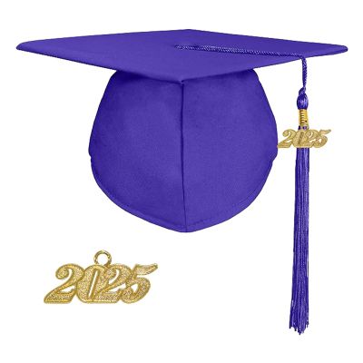 goprety Matte Graduation Cap with 2025 Tassel Unisex Graduation Hat for High School & Bachelor Purple