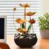 DECORN Tabletop Fountains 4-Tier Indoor Lotus Leaf Relaxation Fountains Tabletop Waterfall Decoration Fountain Modern Zen Fengshui Meditation Relaxing Home Decoration,A view 3
