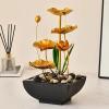 DECORN Tabletop Fountains 4-Tier Indoor Lotus Leaf Relaxation Fountains Tabletop Waterfall Decoration Fountain Modern Zen Fengshui Meditation Relaxing Home Decoration,A view 4