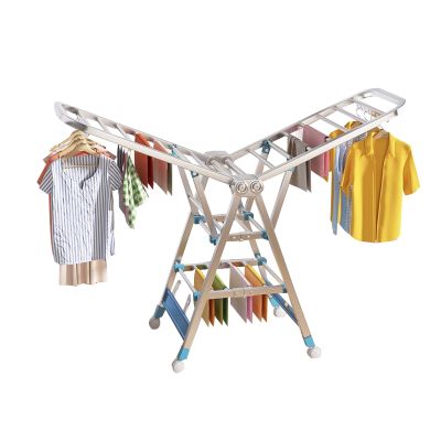 ATYUJKB Clothes Drying Rack Outdoor, Laundry Drying Rack Foldable with Wheels, Laundry Stand Organizer, Stainless Steel Laundry Room Drying Racks, Saves Space (180cm/71in)
