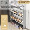 EFLAL Modern Green Wooden Freestanding Slim Shoe Cabinet, 70*26*118cm, Entryway, 18cm Single-Layer & 26cm Double-Layer Storage, 1 Door, 2 Drawers, Adjustable Shelf view 3
