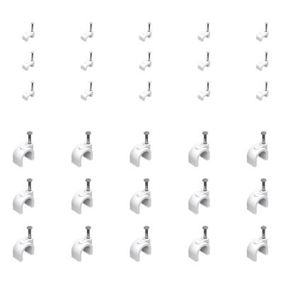 CLENEA 100pcs 8mm Steel Nail Wire Cable Clips Round U Type White for PC Power Cord Cable Wall Nail Network Cable (Size : Square 12mm)