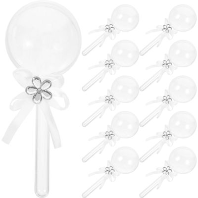 12pcs Rattle Acrylic Candy Boxes Fillable Lollipop Candy Box with Ribbon Plastic Container Shower Favors for Gender Reveal Party Clear