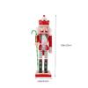 VOSAREA Christmas Nutcracker Figure Wooden Nutcracker King Ornament for Christmas Desktop Home Decor (25CM, Cane Red Hat) view 2