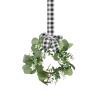 Merry Christmas Decorations Wreath Hanging Wreath Kitchen Cabinet Wreath with Buffalo Plaid Bow Black and White Check Bow Faux Greenery Leaves Wreath for Front Door Wall Window Porch(green 1) view 1